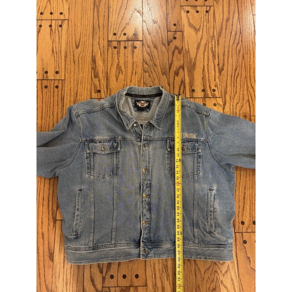 Vintage Harley Davidson Motorcycle Denim Jean Biker Jacket Men's 5XL Logo Patch - Picture 14 of 15